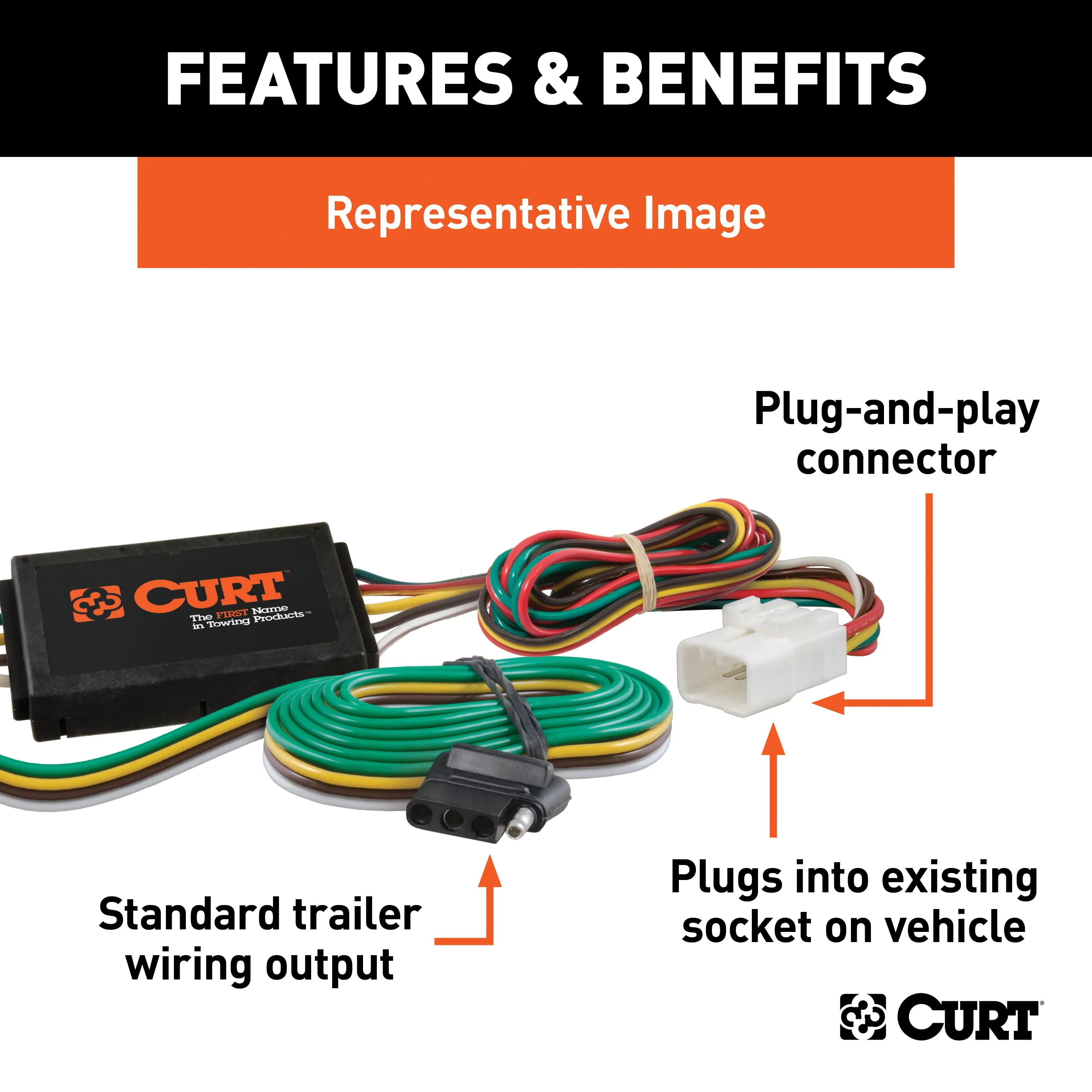 CURT 55378 Custom 4-Flat; Select Toyota Tundra; OEM Tow Package Required