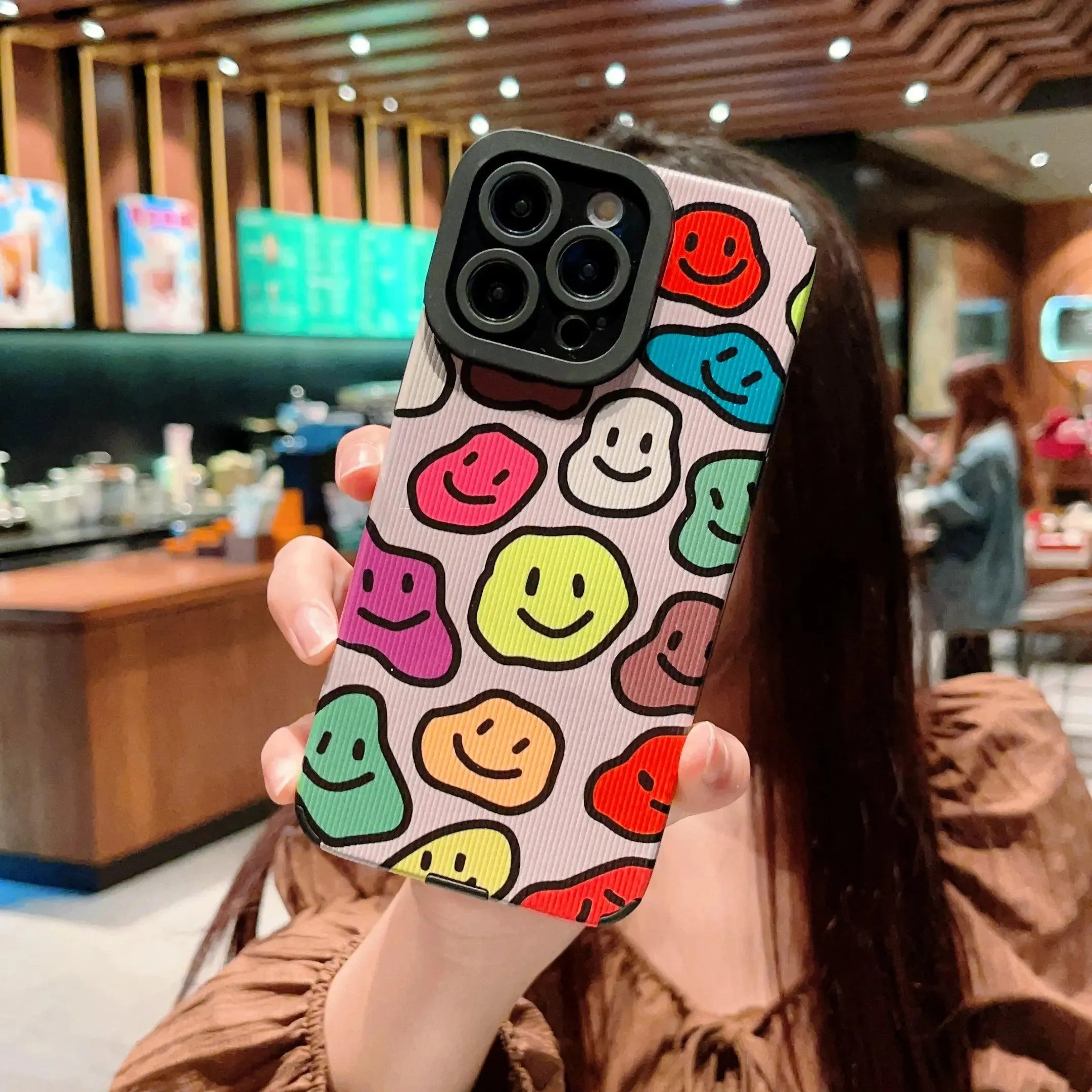 Cute Colorful Smiley Phone Case Cover for iPhone 15, 14, 13, 12, 11 Pro Max, X, Xs Max, XR, 7, 8 Plus, SE 2020