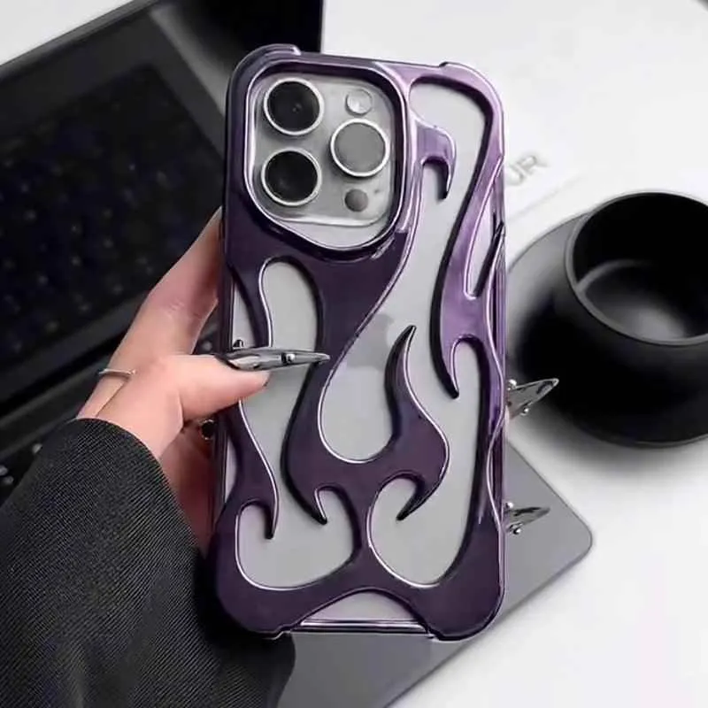 Cute Phone Cases 3D Flame Pattern for iPhone 15/14/13/12 Pro Max - TSP3011