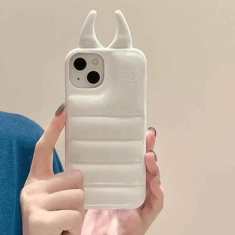 Cute Phone Cases: Fashion Cow Horns Glossy Case for iPhone 15/14/13/12 Pro Max - TSP306