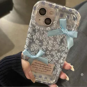 Cute Phone Cases for iPhone 15, 14, 13, and 12 Pro Max - Ribbon Bowknot Floral Cover - TSP465