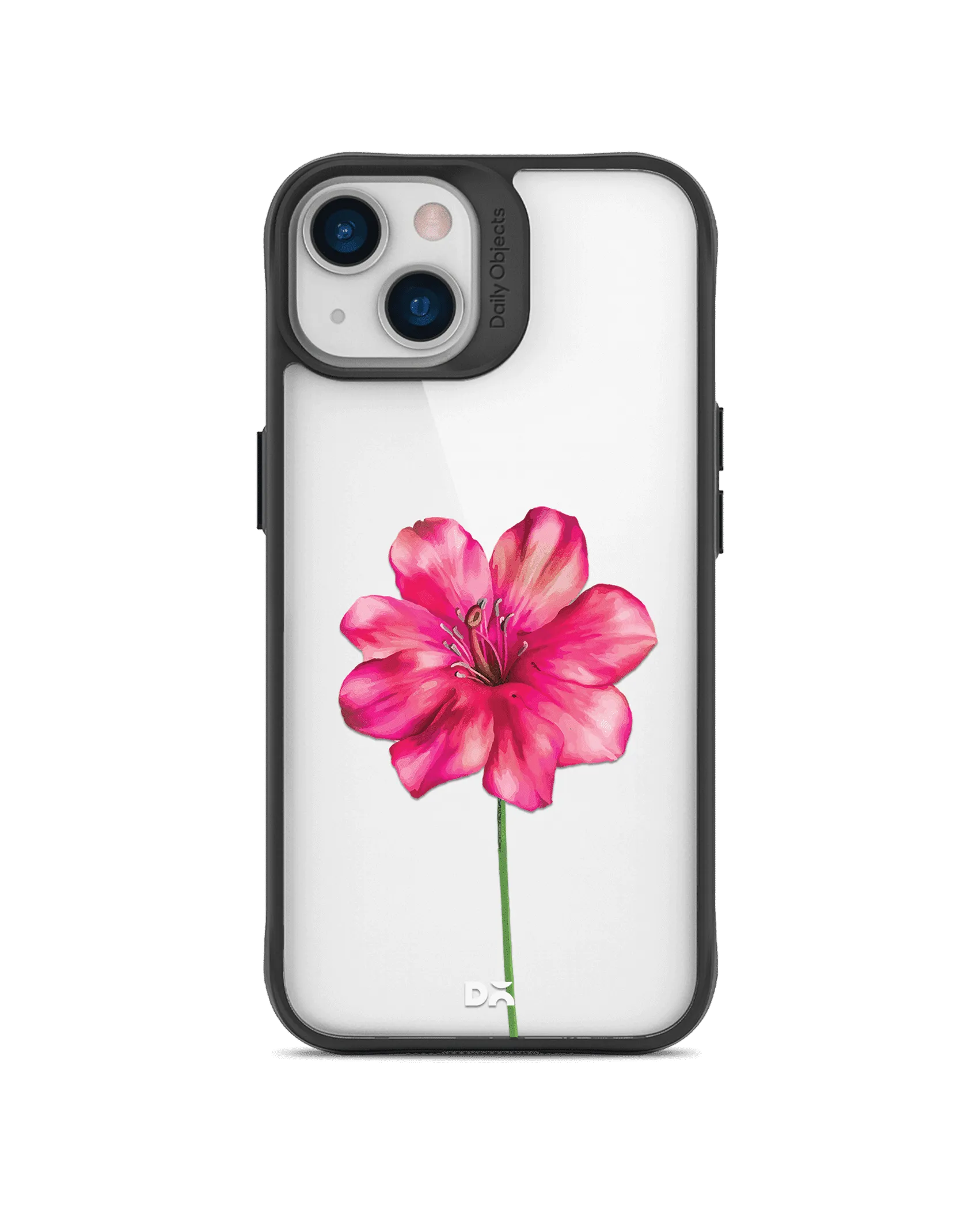 DailyObjects Clear Painted Hibiscus Black Hybrid Clear Case Cover For iPhone 13 Mini