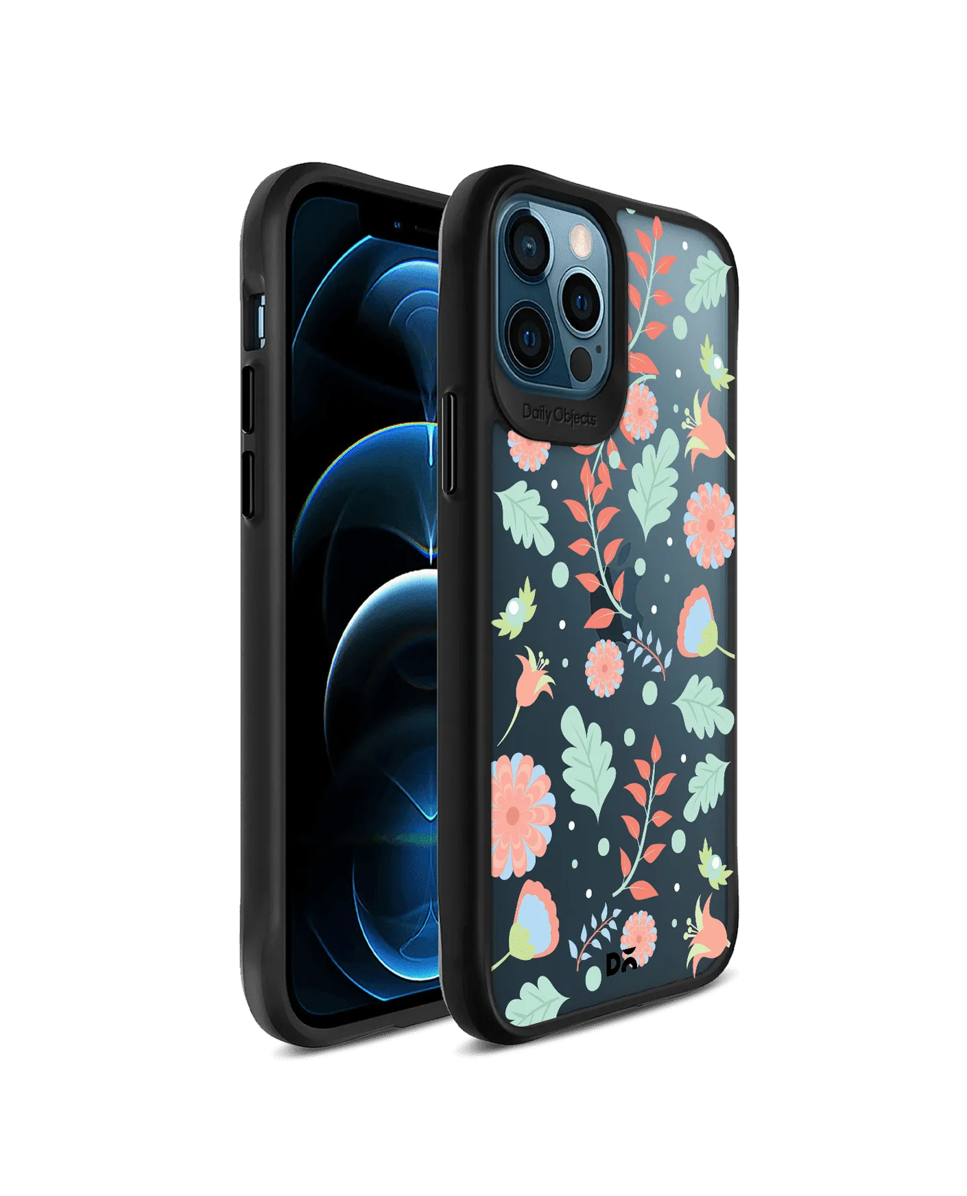 DailyObjects Ferns And Petals Black Hybrid Clear Case Cover For iPhone 12 Pro Max