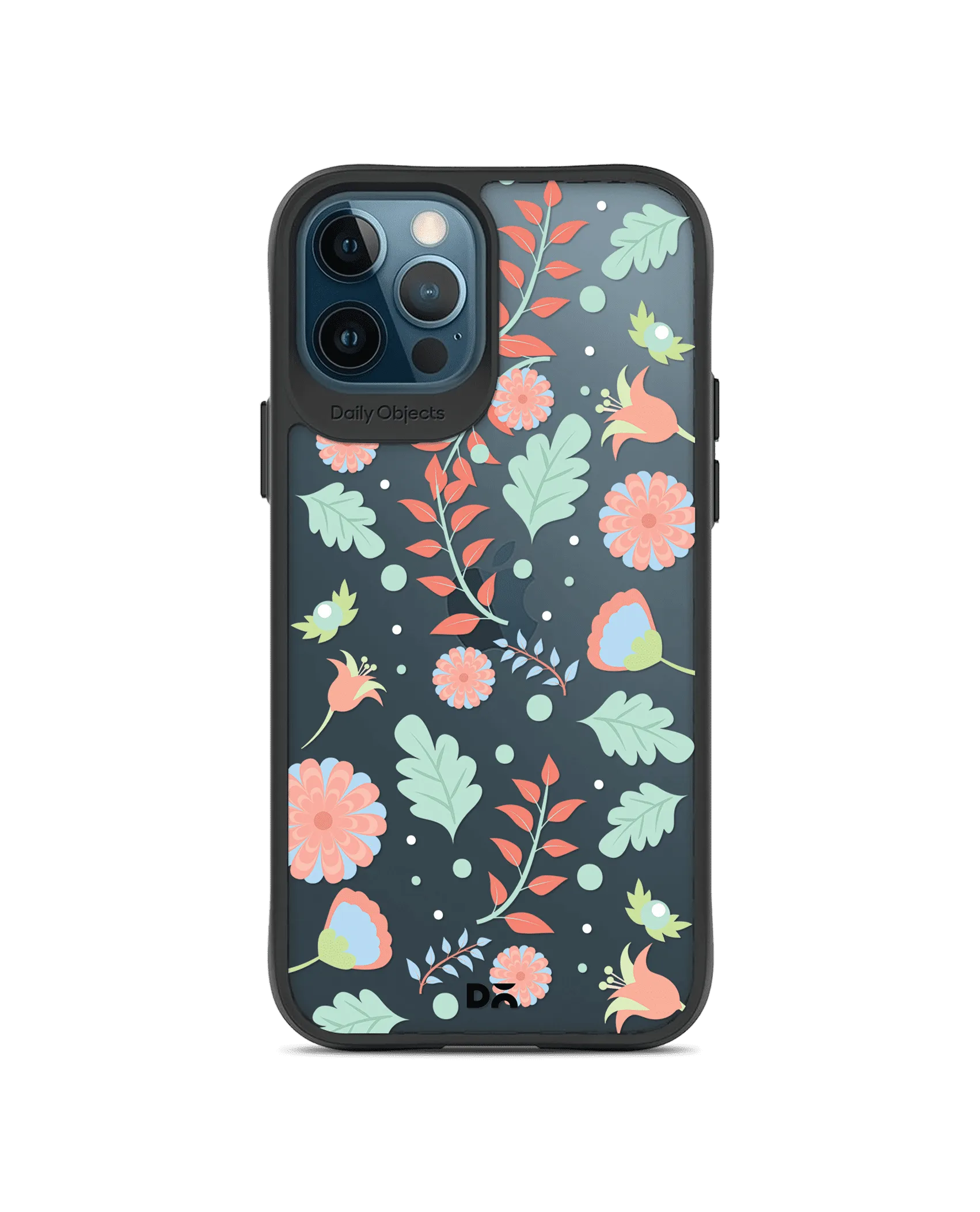 DailyObjects Ferns And Petals Black Hybrid Clear Case Cover For iPhone 12 Pro Max