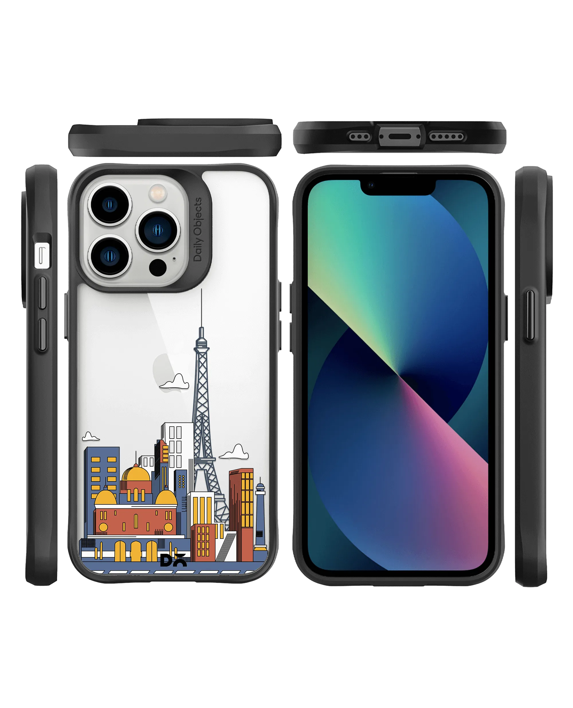 DailyObjects Paris Skyline Black Hybrid Clear Phone Case Cover For iPhone 14 Pro