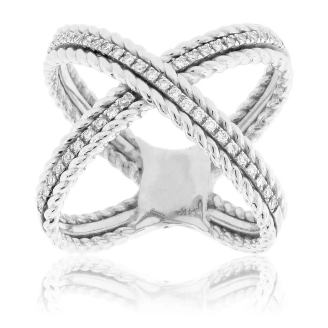 Diamond Two Toned Criss Cross Style X Band