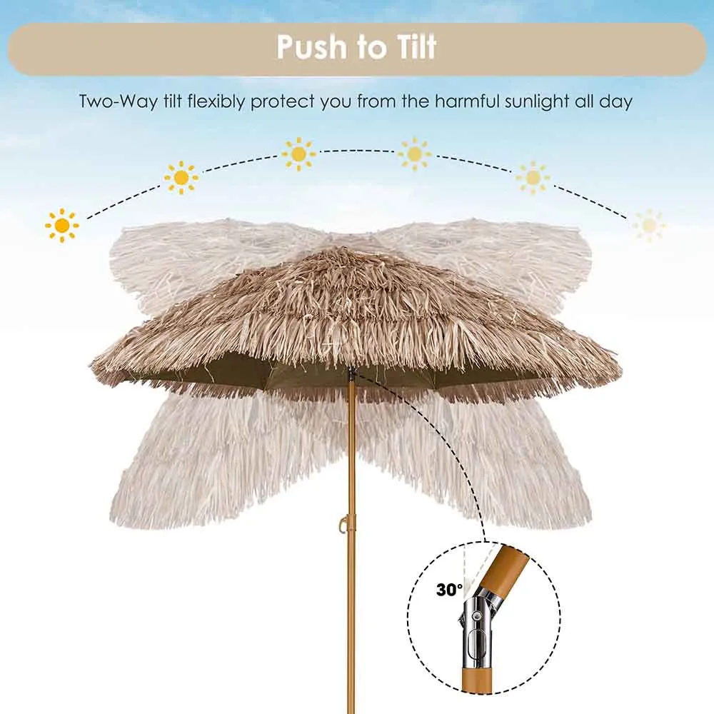 DIY 6ft Tilting Hula Umbrella Straw Tiki Umbrella 2ct/Pack