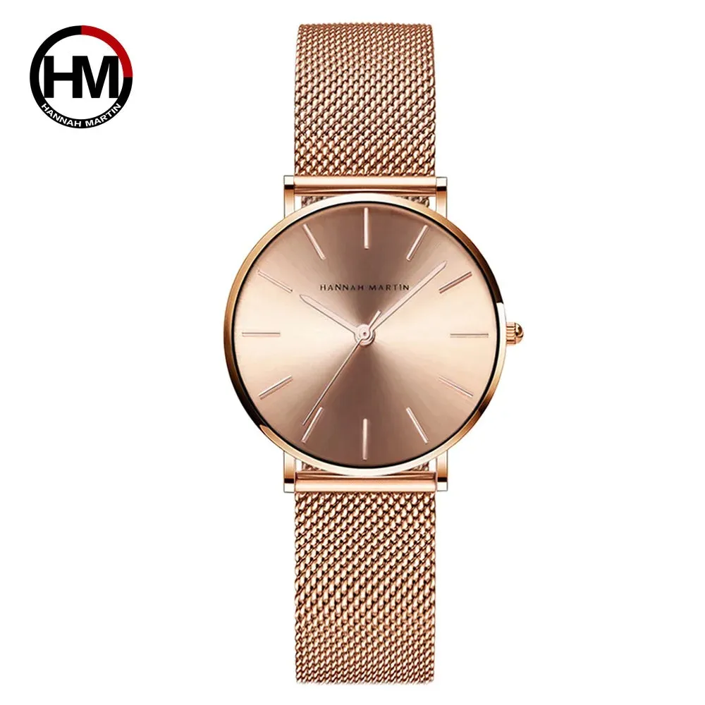 Drop Shipping A     Quality Stainless Steel Band Japan Quartz Movement Waterproof Women Full Rose Gold Ladies Luxury Wrist Watch