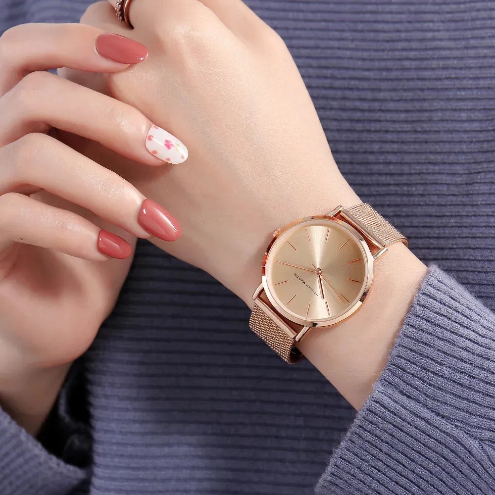 Drop Shipping A     Quality Stainless Steel Band Japan Quartz Movement Waterproof Women Full Rose Gold Ladies Luxury Wrist Watch