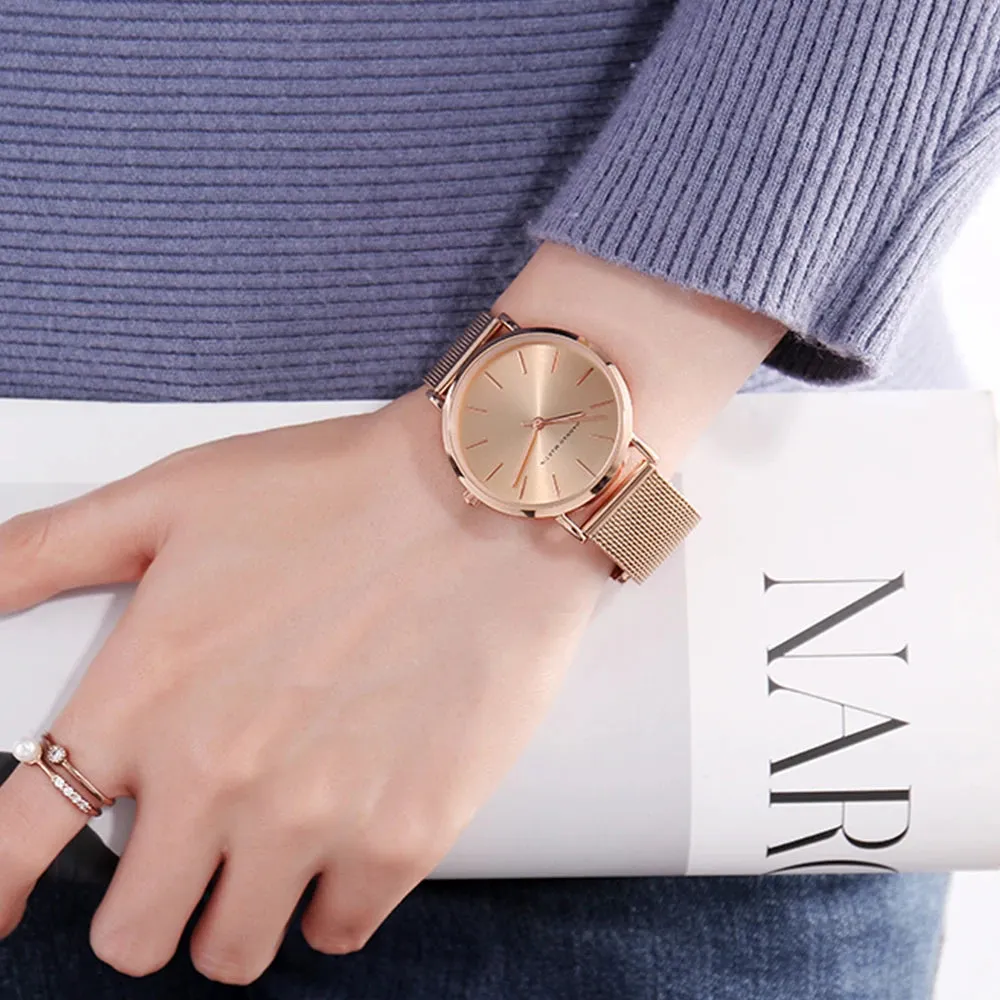 Drop Shipping A     Quality Stainless Steel Band Japan Quartz Movement Waterproof Women Full Rose Gold Ladies Luxury Wrist Watch