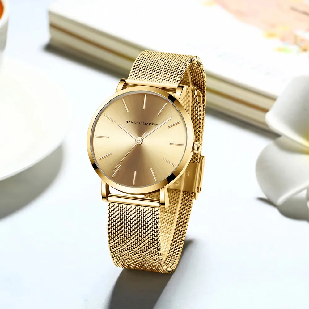 Drop Shipping A     Quality Stainless Steel Band Japan Quartz Movement Waterproof Women Full Rose Gold Ladies Luxury Wrist Watch