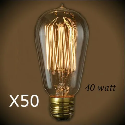 Edison Style - Vintage 40 Watt Bulb - 4.95 in. Length - 50 Bulb Pack