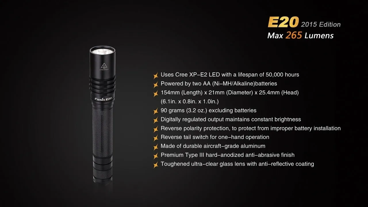 Fenix E20 XP-E2 LED Flashlight (2015 EDITION)