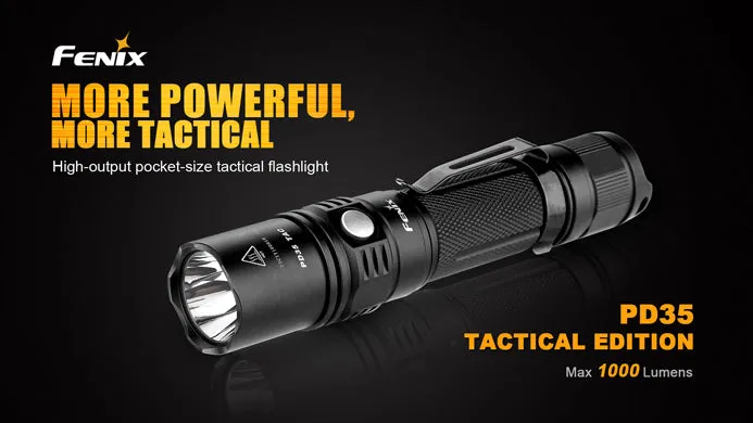 Fenix PD35 TAC Tactical Edition 1x 18650 / 2x CR123A 1000 Lumens CREE XP-L LED Flashlight