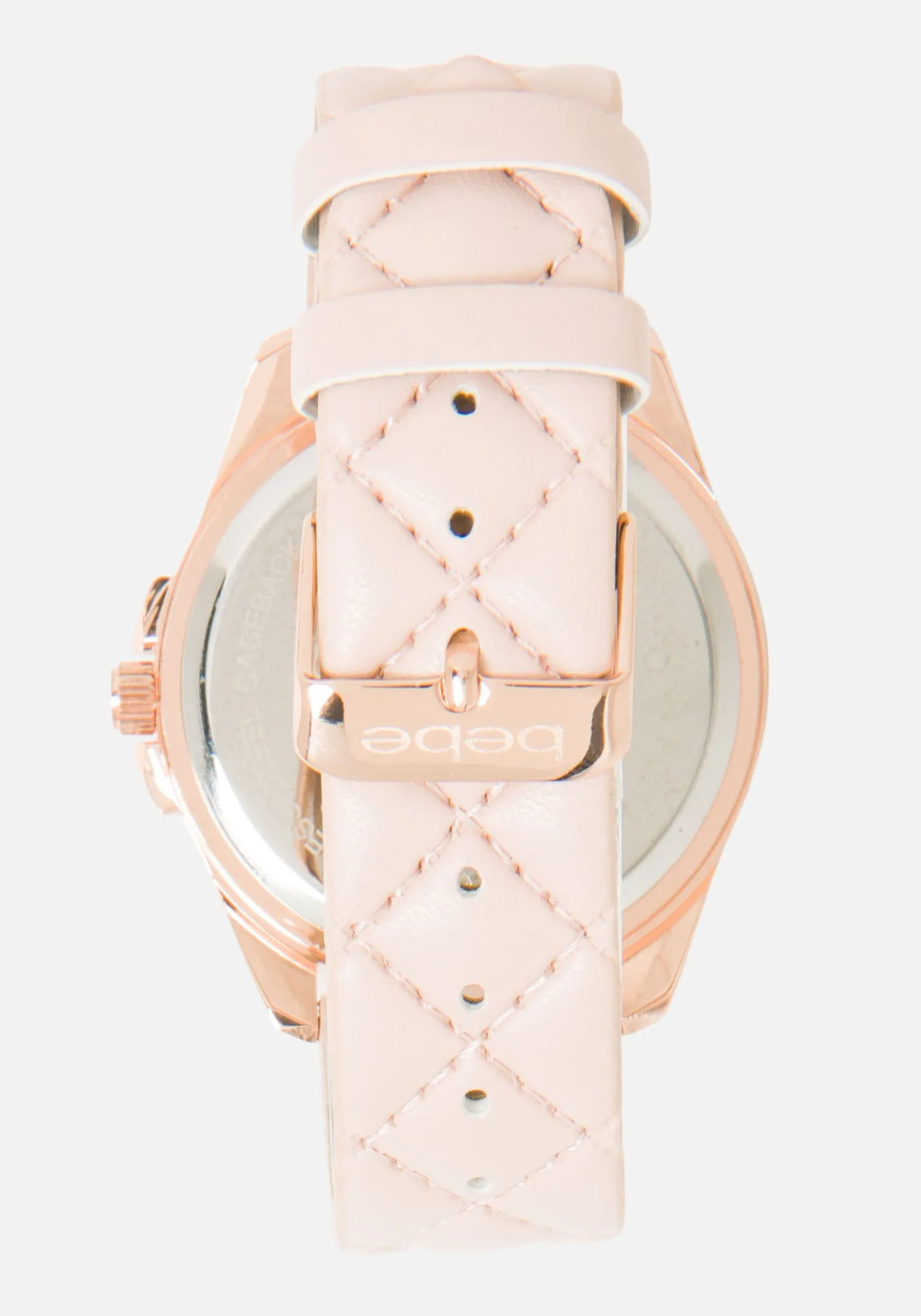 Floral & Quilted Vegan Leather Strap Watch