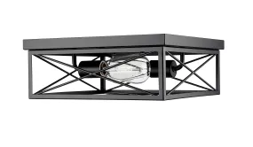 Flush Mount Fixture - Matte Black - 13in. Diameter - E26 Medium Base