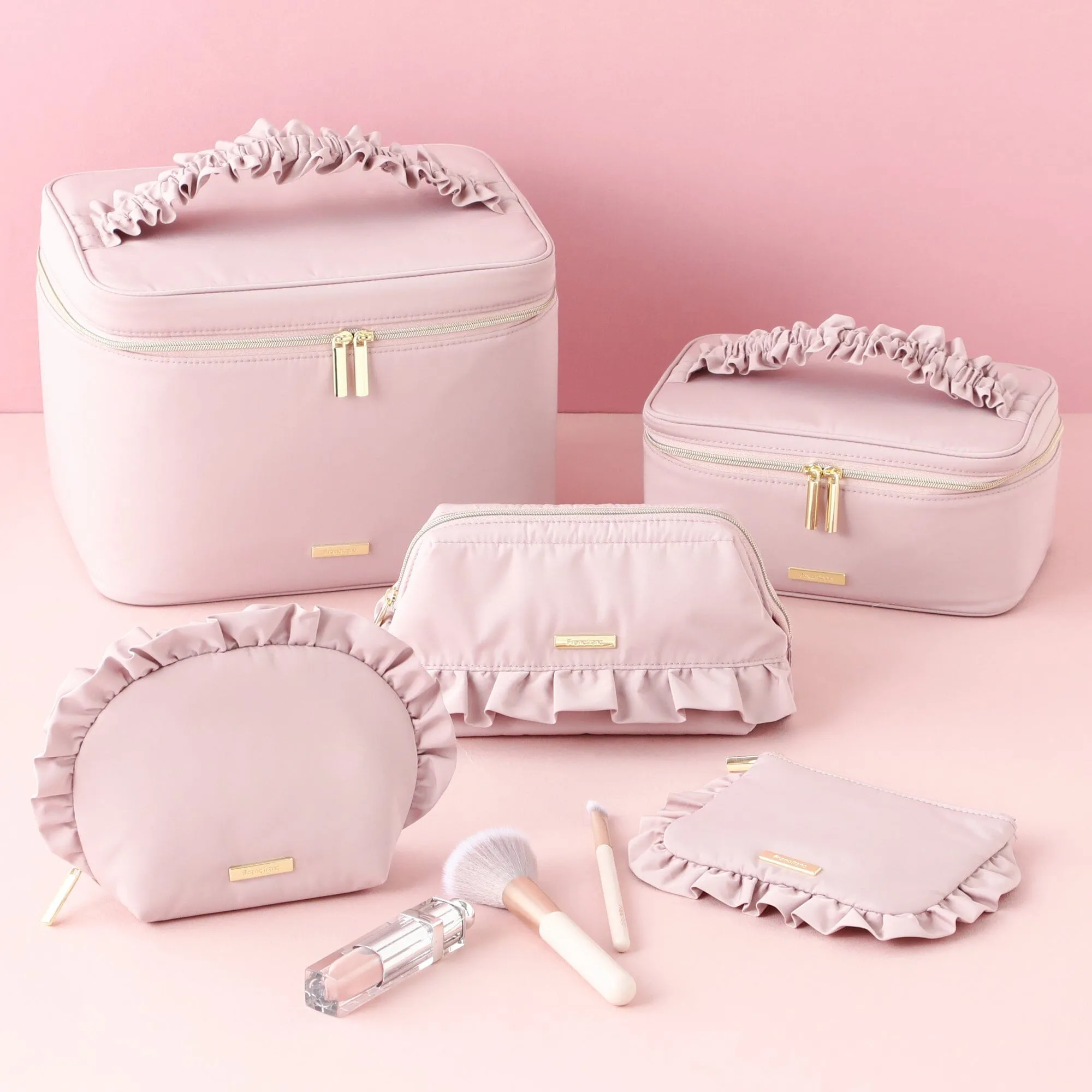 Frill Vanity Pouch L Pink