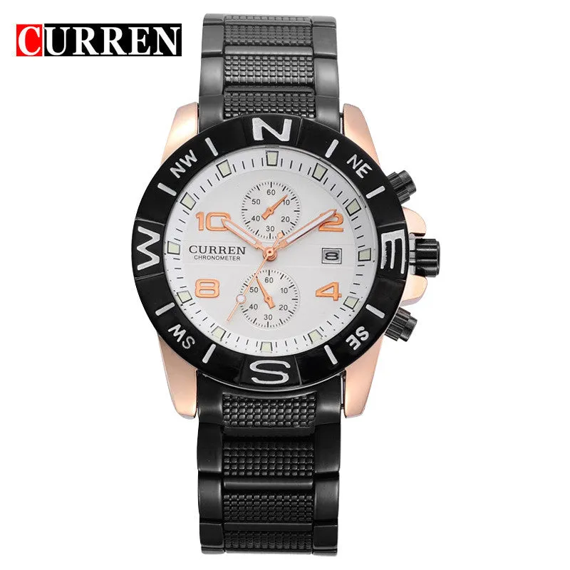 Full Steel Curren Brand Men Watch Fashion Casual Watch Men Date Analog Display Sport Quartz Wristwatches Relogio Masculino