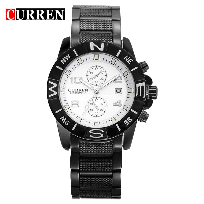 Full Steel Curren Brand Men Watch Fashion Casual Watch Men Date Analog Display Sport Quartz Wristwatches Relogio Masculino