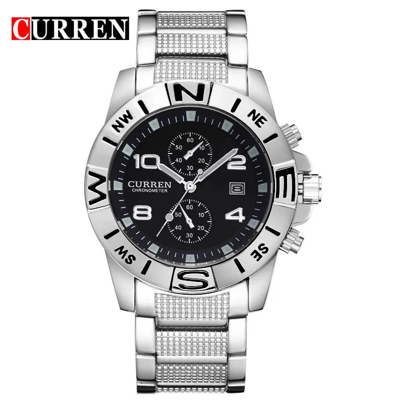 Full Steel Curren Brand Men Watch Fashion Casual Watch Men Date Analog Display Sport Quartz Wristwatches Relogio Masculino