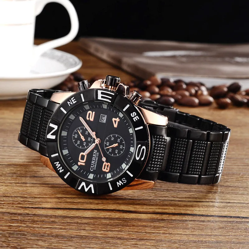 Full Steel Curren Brand Men Watch Fashion Casual Watch Men Date Analog Display Sport Quartz Wristwatches Relogio Masculino