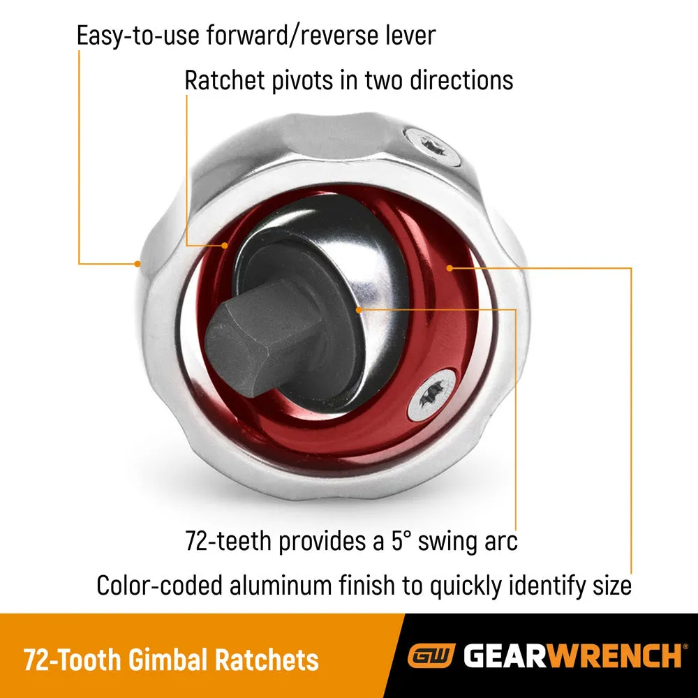 GearWrench 81270 3/8" Drive 72-Tooth Gimbal Ratchet