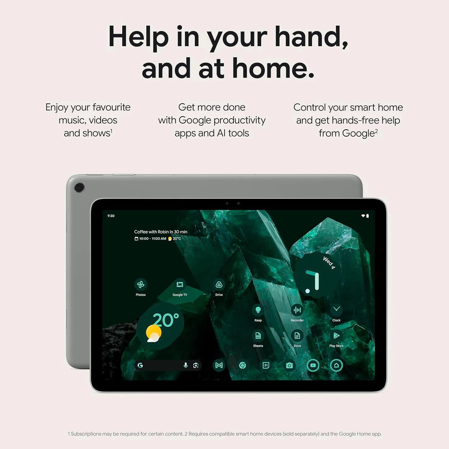 Google Pixel Tablet – Android tablet with 11-inch screen and extra-long battery life – 8 GB RAM – 128 GB storage – Porcelain