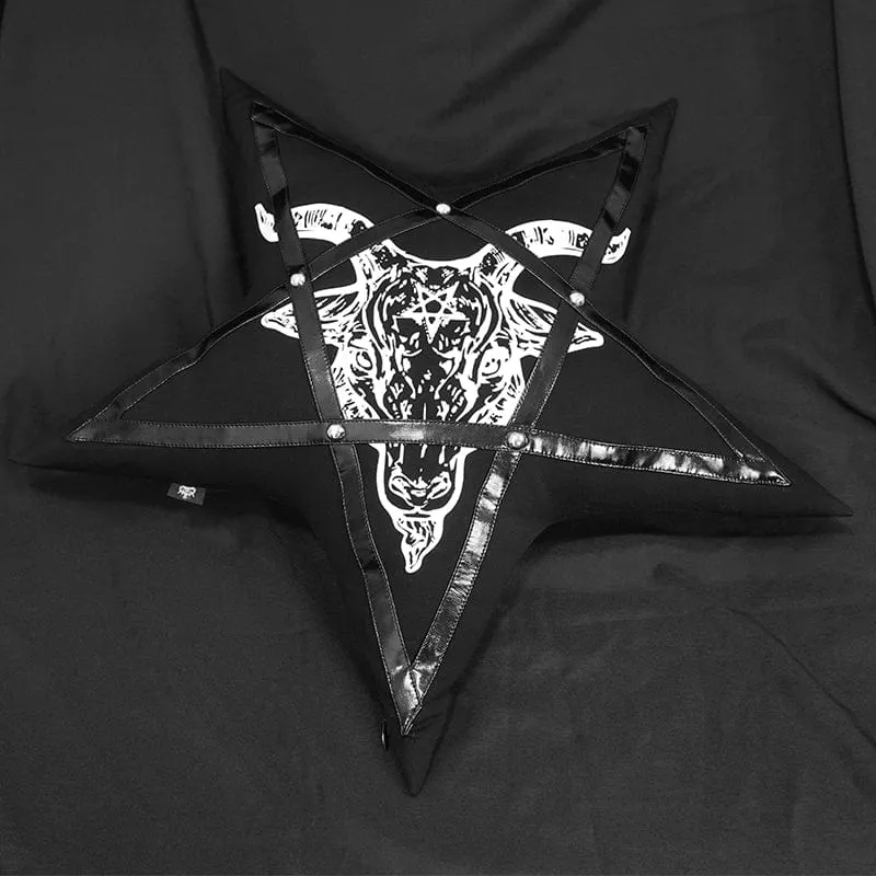 Gothic Sheepshead Printed Pentagram Pillow Case with Pillow Inner