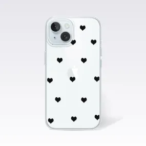 Hearts-Black Clear Silicon Cover