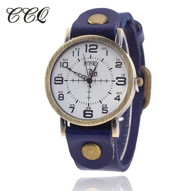 Hot Selling CCQ Vintage Cow Leather Bracelet Watch Women Wrist Watches Casual Luxury Quartz Watch Relogio Feminino Drop Shipping