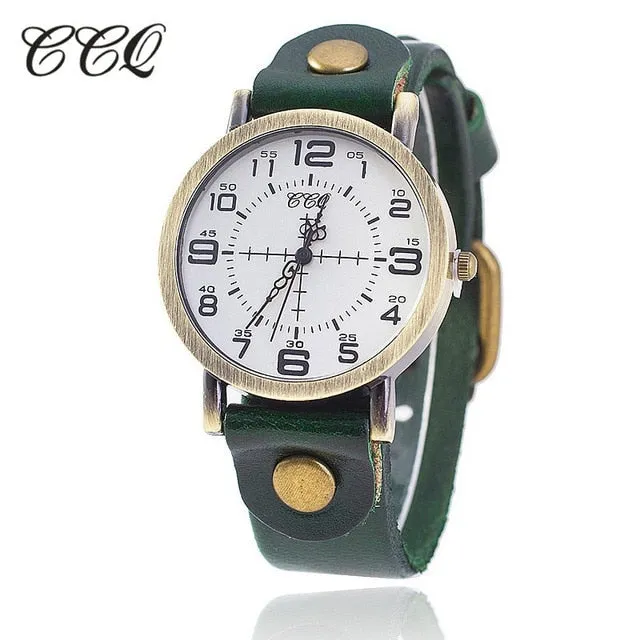 Hot Selling CCQ Vintage Cow Leather Bracelet Watch Women Wrist Watches Casual Luxury Quartz Watch Relogio Feminino Drop Shipping