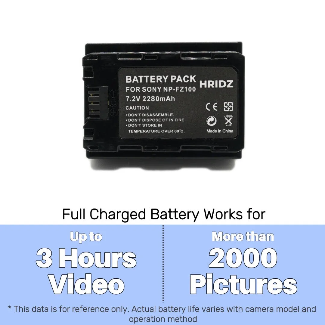 Hridz NP-FZ100 Battery for Sony A9 9R A9R A9S A7RIII Cameras