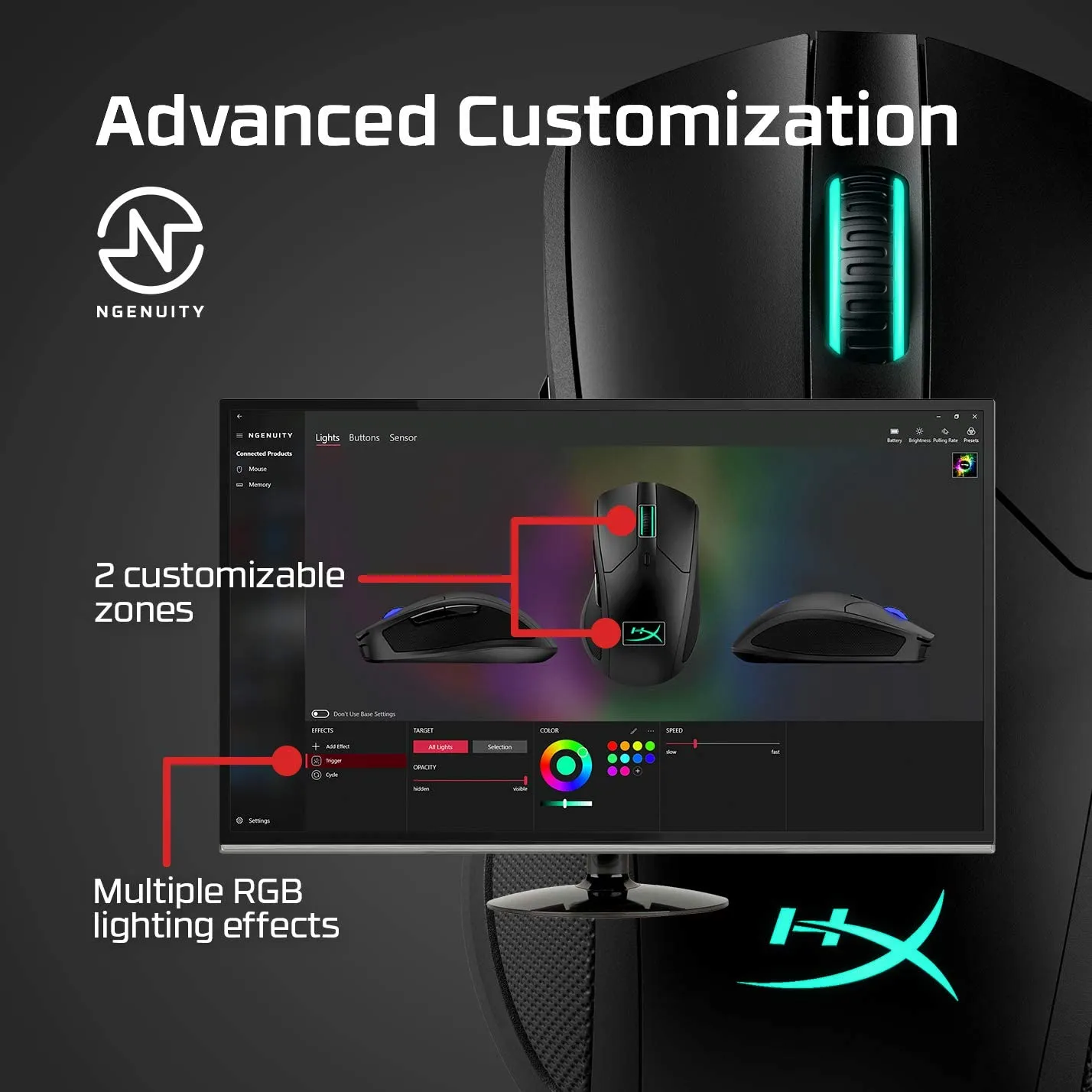 HyperX Pulsefire Dart - Wireless RGB Gaming Mouse, Software-Controlled Customization, 6 Programmable Buttons, Qi-Charging Battery up to 50 Hours - PC, PS4, Xbox One Compatible