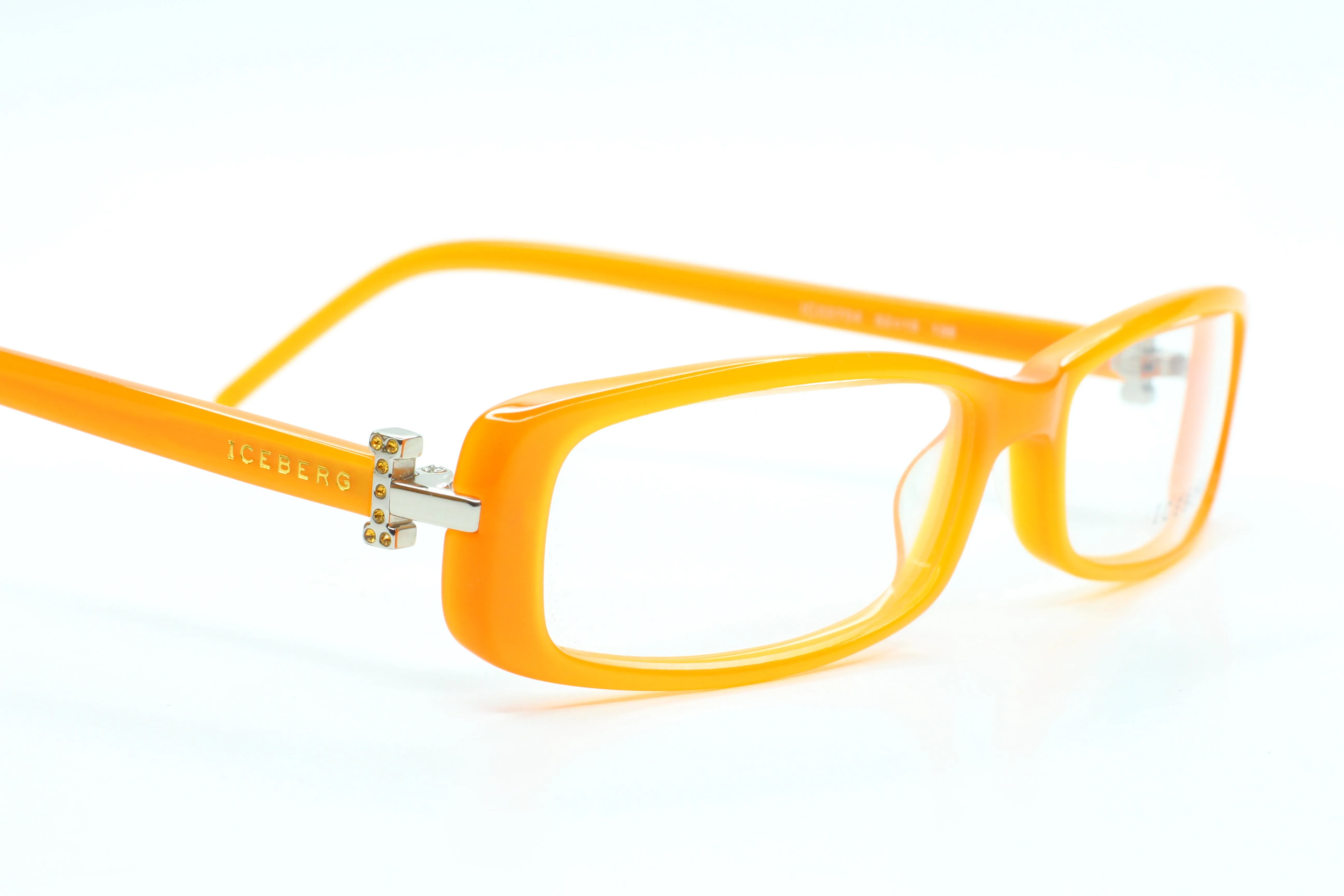 Iceberg IC03704 Orange Rectangle Acetate Fashion Italy Eyeglasses