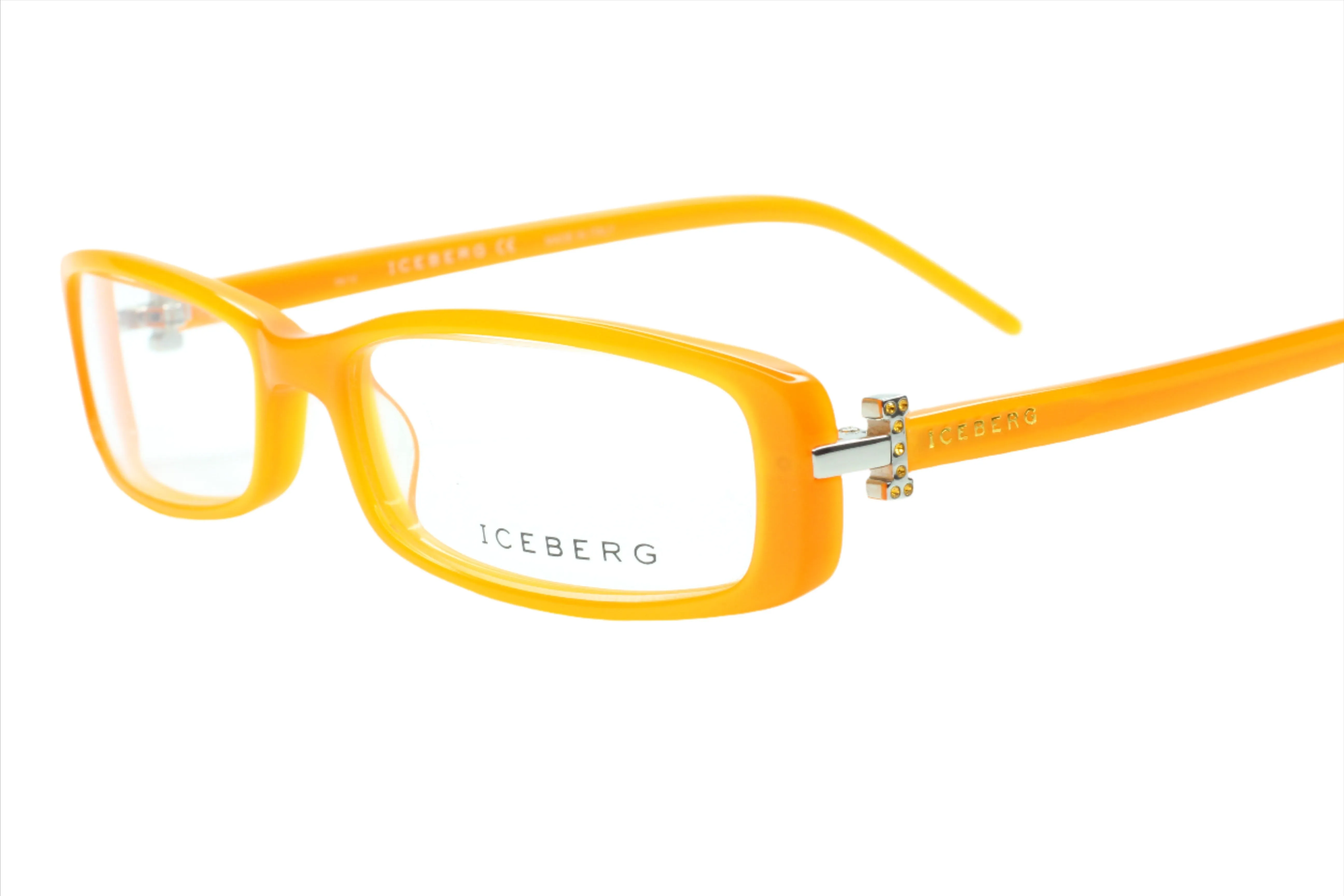 Iceberg IC03704 Orange Rectangle Acetate Fashion Italy Eyeglasses