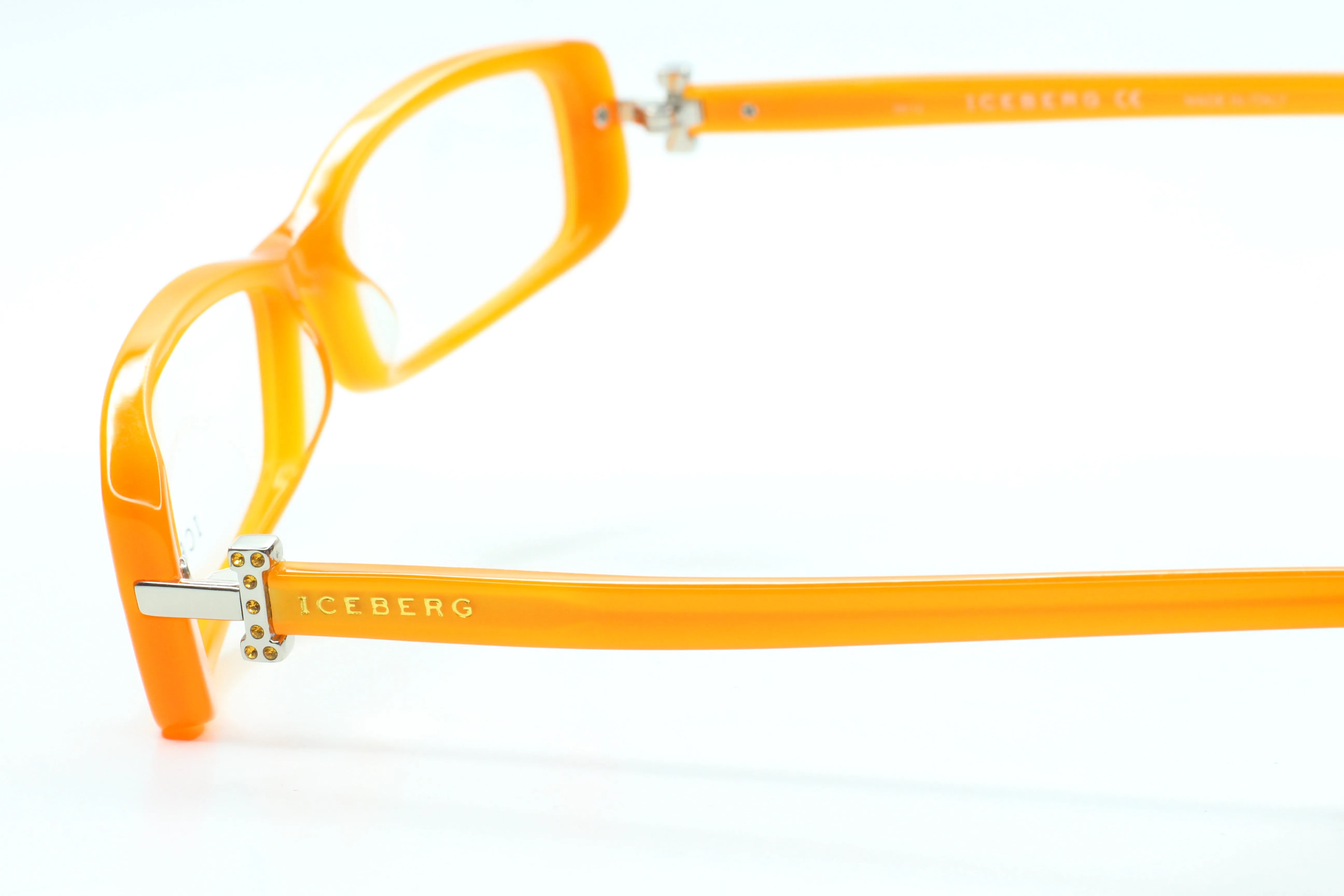 Iceberg IC03704 Orange Rectangle Acetate Fashion Italy Eyeglasses