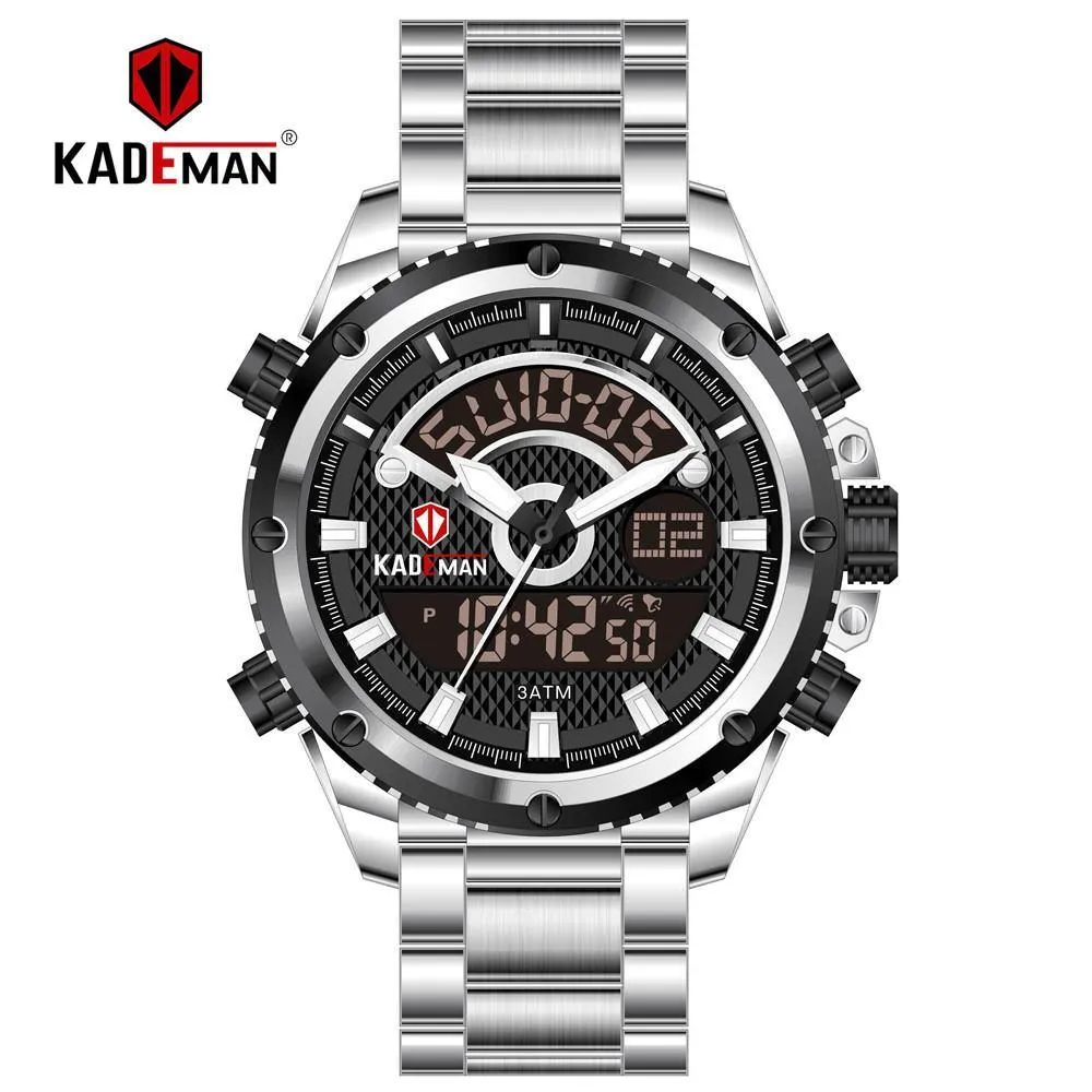 KADEMAN Mens Watches Fashion Sport Wristwatches Waterproof Dual Display Digital Watch Military Army Male Clock Relogio Masculino