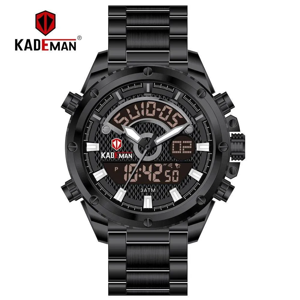 KADEMAN Mens Watches Fashion Sport Wristwatches Waterproof Dual Display Digital Watch Military Army Male Clock Relogio Masculino