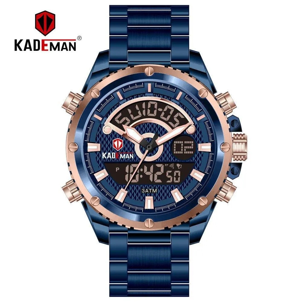 KADEMAN Mens Watches Fashion Sport Wristwatches Waterproof Dual Display Digital Watch Military Army Male Clock Relogio Masculino