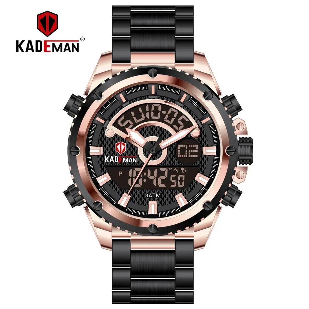 KADEMAN Mens Watches Fashion Sport Wristwatches Waterproof Dual Display Digital Watch Military Army Male Clock Relogio Masculino