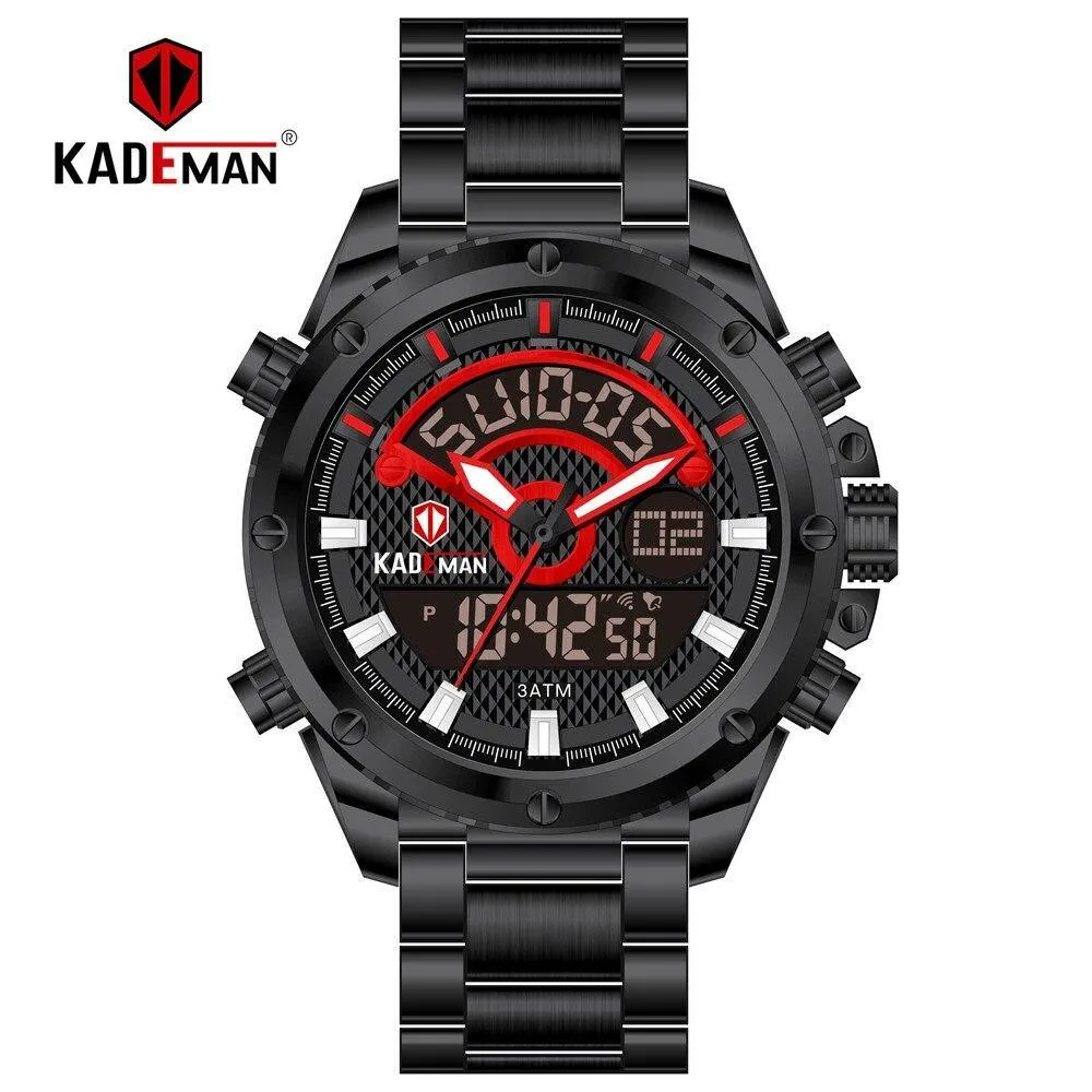 KADEMAN Mens Watches Fashion Sport Wristwatches Waterproof Dual Display Digital Watch Military Army Male Clock Relogio Masculino