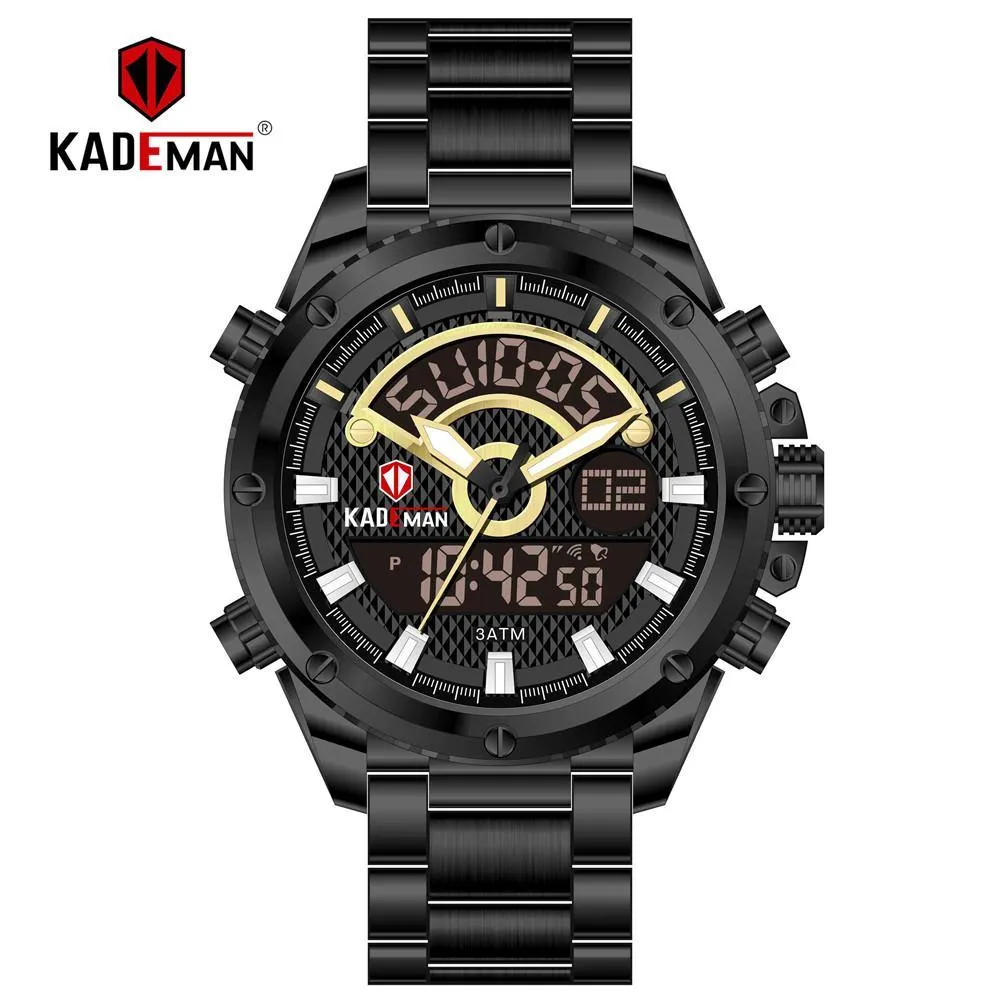 KADEMAN Mens Watches Fashion Sport Wristwatches Waterproof Dual Display Digital Watch Military Army Male Clock Relogio Masculino