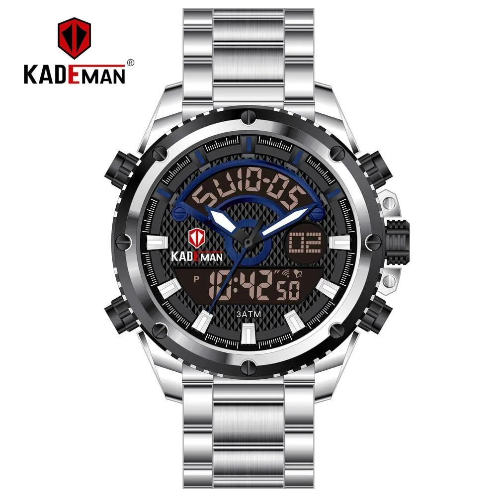 KADEMAN Mens Watches Fashion Sport Wristwatches Waterproof Dual Display Digital Watch Military Army Male Clock Relogio Masculino