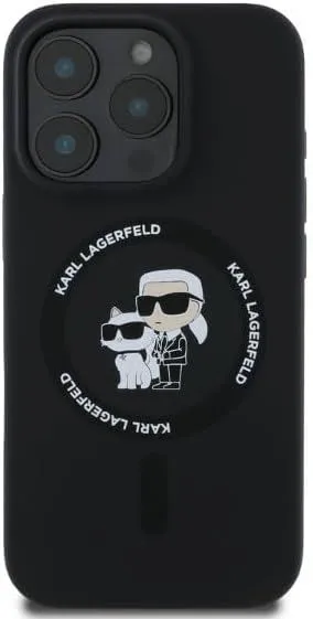 Karl Lagerfeld Silicone Karl and Choupette Hardcase with MagSafe for iphone 16 Pro Max 6.9" Black - KLHMP16XSCMKCRHK