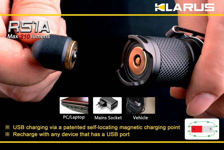 Klarus RS1A XP-G2 AA Rechargeable 210 Lumen LED Flashlight