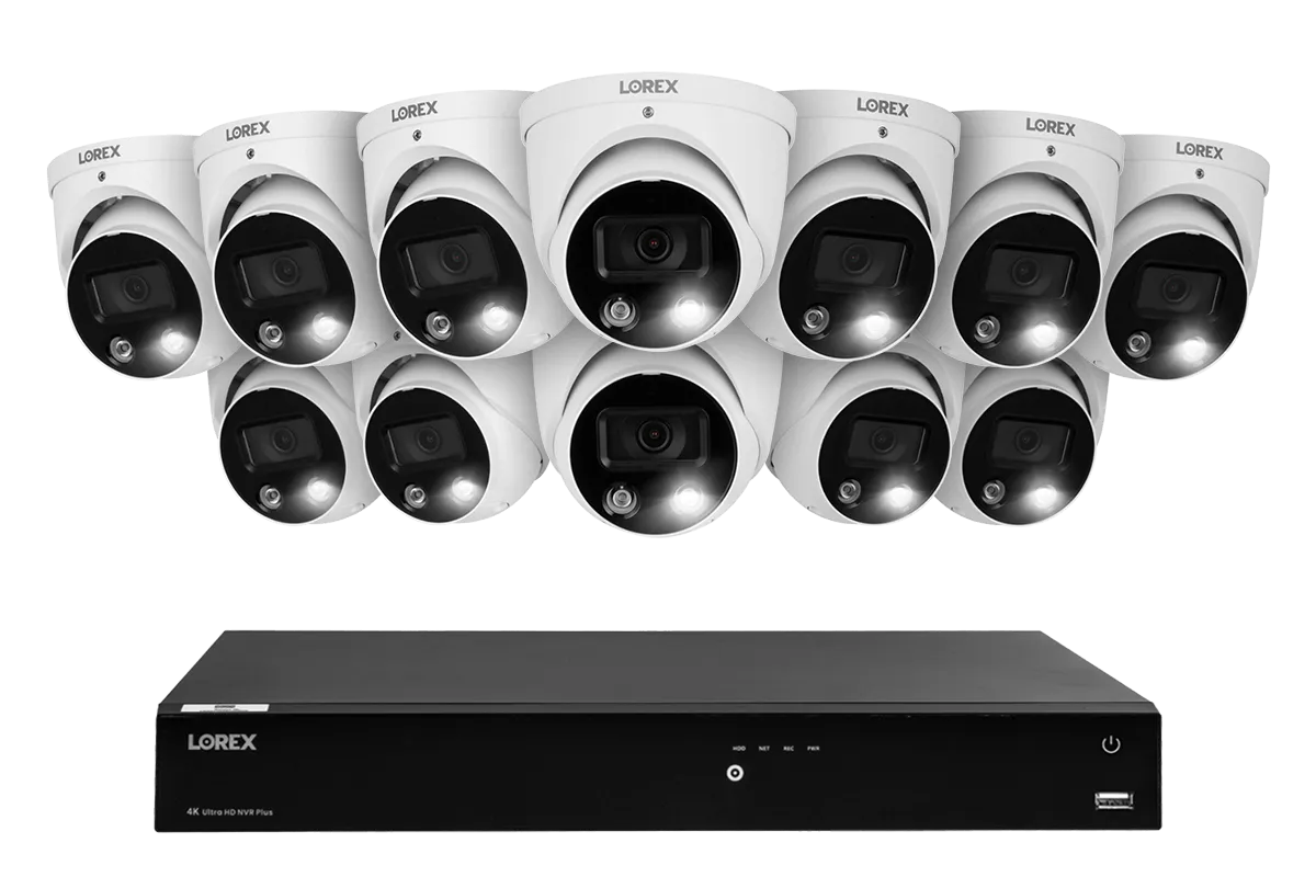 Lorex Fusion Series 4K 16 Camera Capable (Wired or Fusion Wi-Fi) 4TB Wired NVR System with H13 IP Dome Cameras