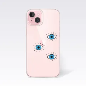 Lucy Evil Eye Print- Three Eyes Clear Silicon Cover