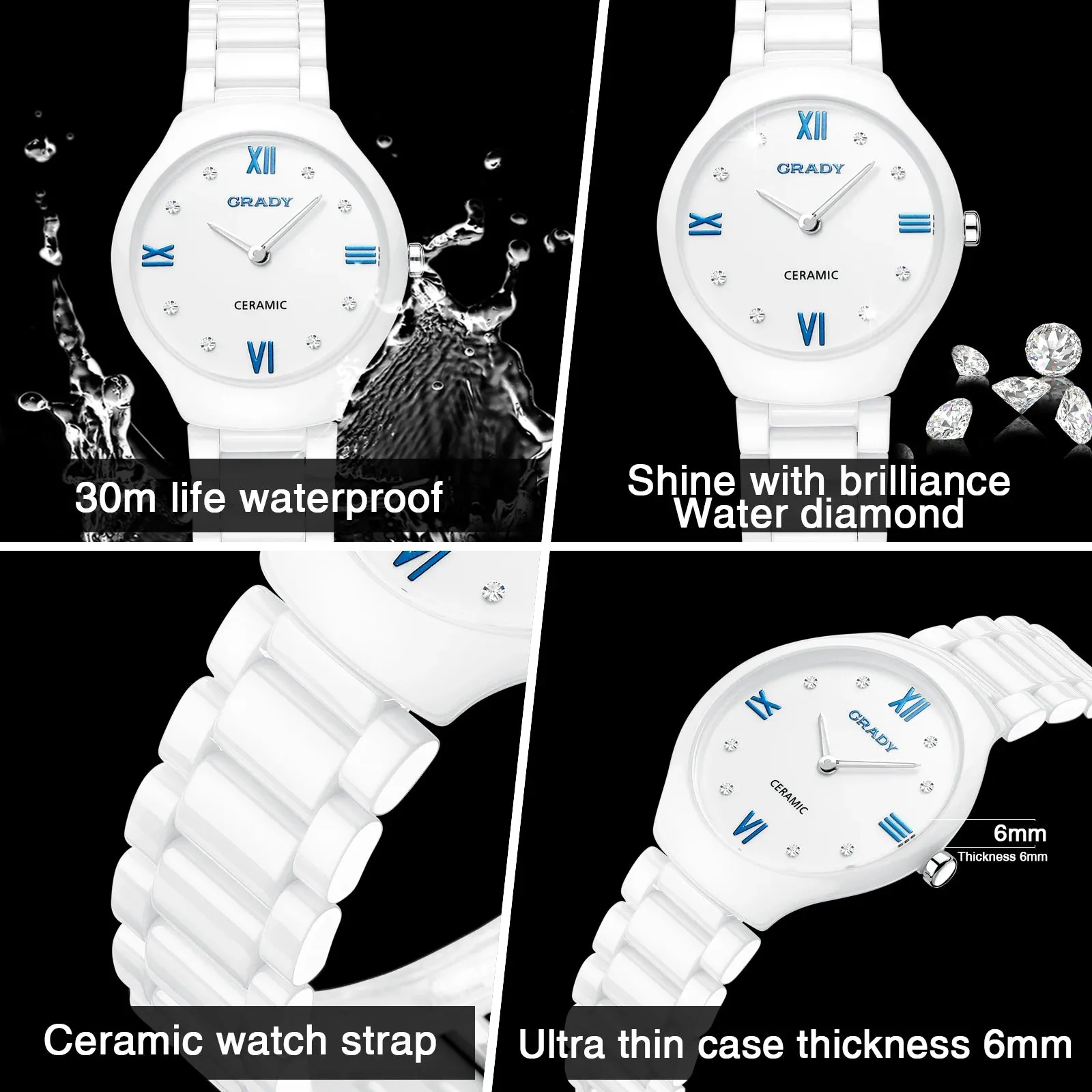 Luxury Ceramic Women's Watch - Fashion Quartz Wristwatch for Ladies