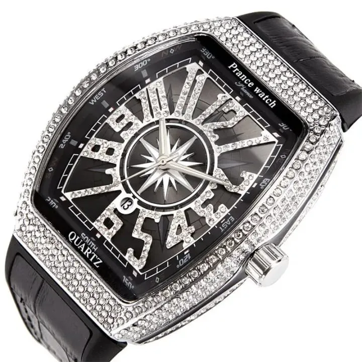 Men's Watches Luxury Metal Shinning Rubber Strap Fashion Quartz Wristwatch W412659