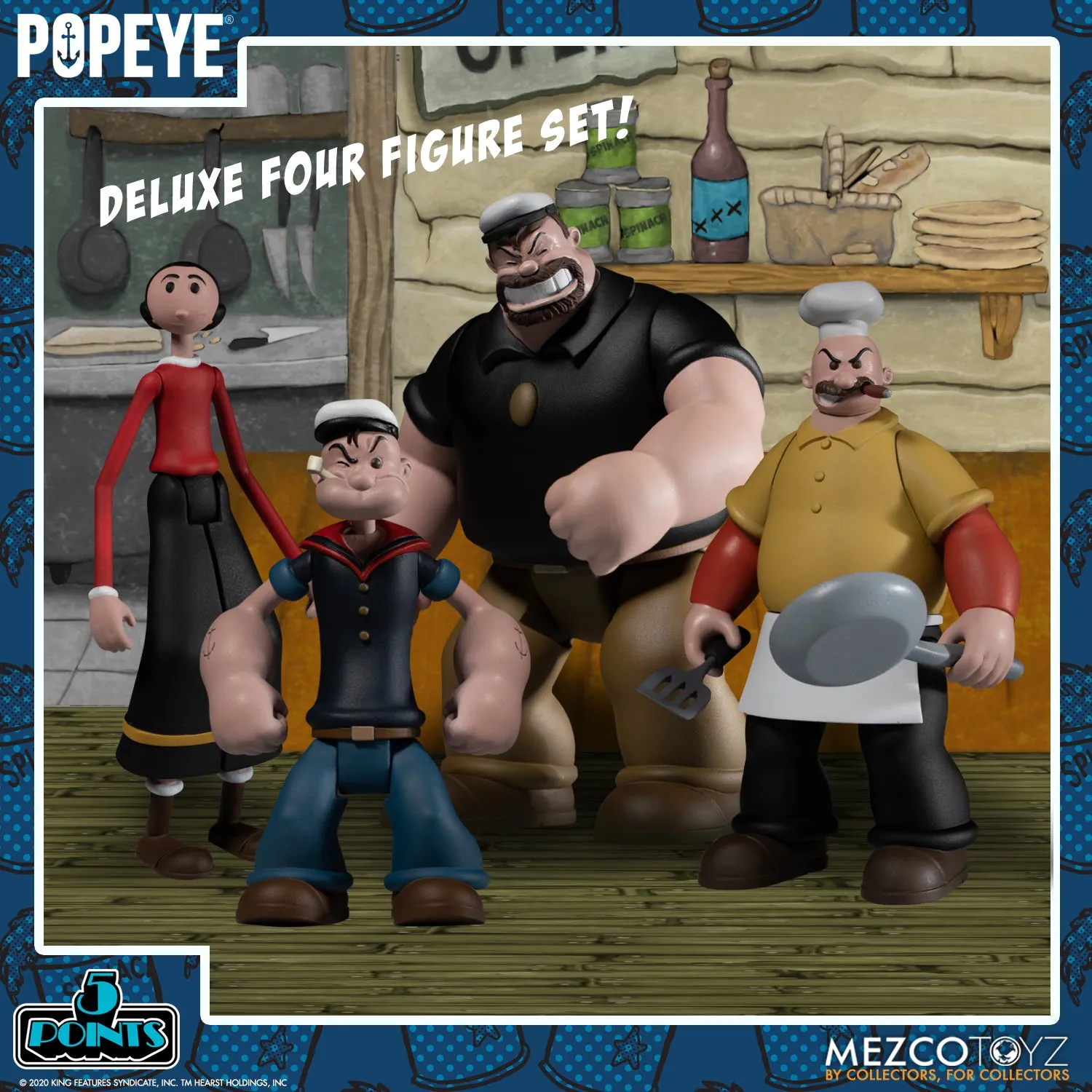 Mezco 5 Point Popeye Deluxe Boxed Set Action Figure